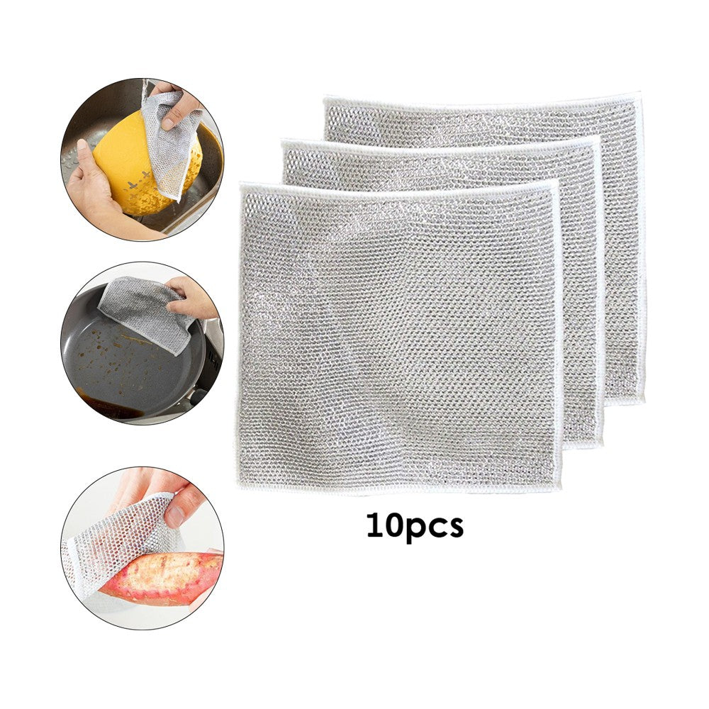 10Pcs Imitation Wire Dishwashing Rags Household Dishes Sink Cleaning Cloth