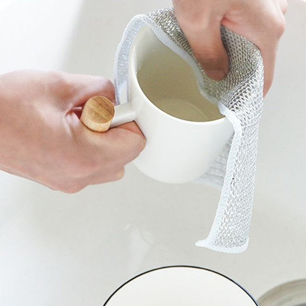 10Pcs Imitation Wire Dishwashing Rags Household Dishes Sink Cleaning Cloth