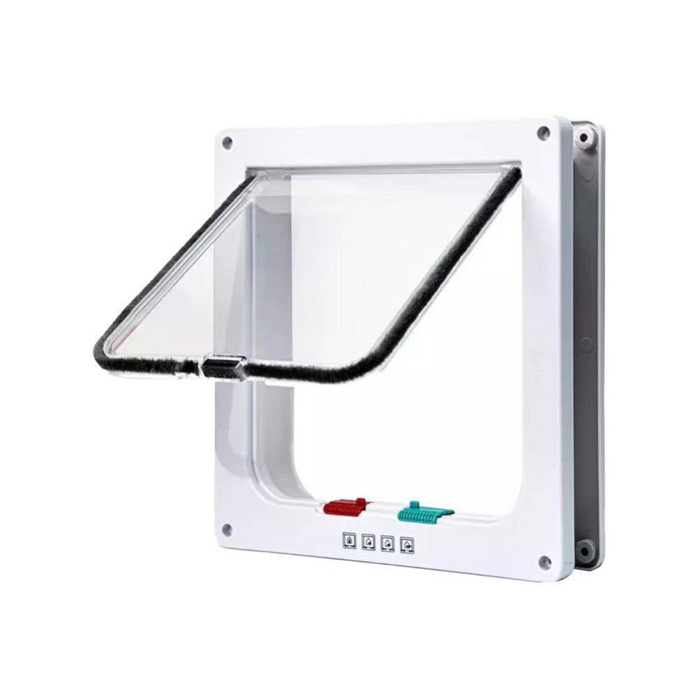 Magnetic Closure Cat Flap Door Frame Pet Entrance Gate for Cats Puppy - White S
