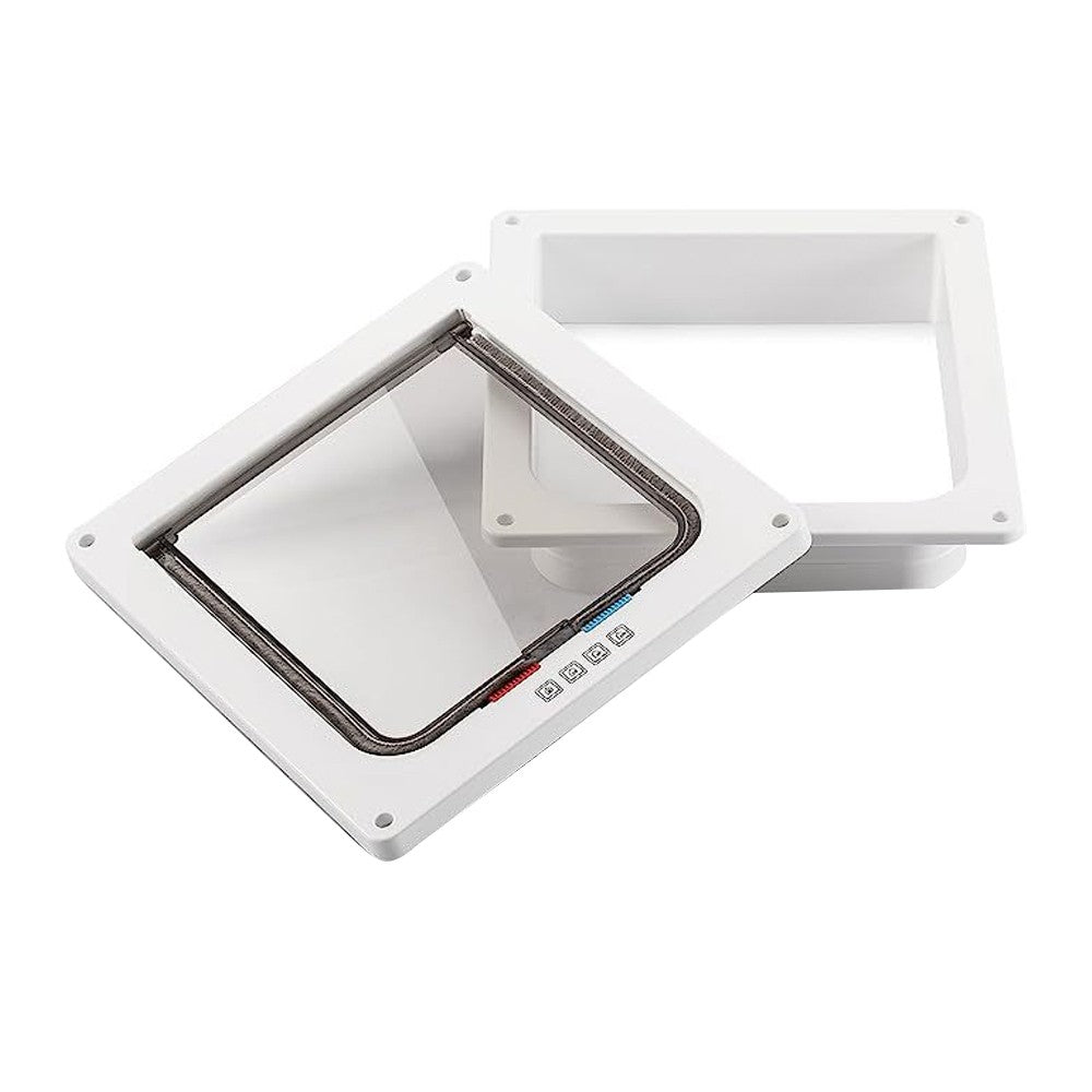 Magnetic Closure Cat Flap Door Frame Pet Entrance Gate for Cats Puppy - White S