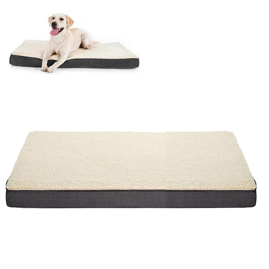 91x69cm Reversible Pet Bed Mat Dog Crate Pad with Removable Cover - White