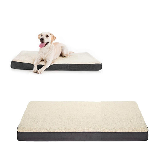 76x51cm Reversible Pet Bed Mat Dog Crate Pad with Removable Cover - White