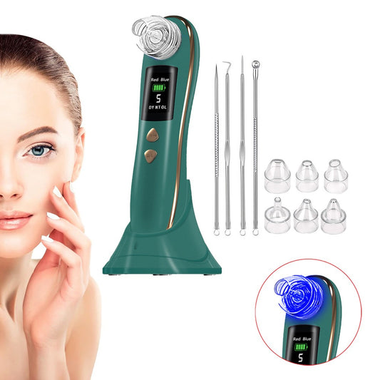 Electric Blackhead Remover Face Pore Cleaner with Acne Removal Tool Set - Green