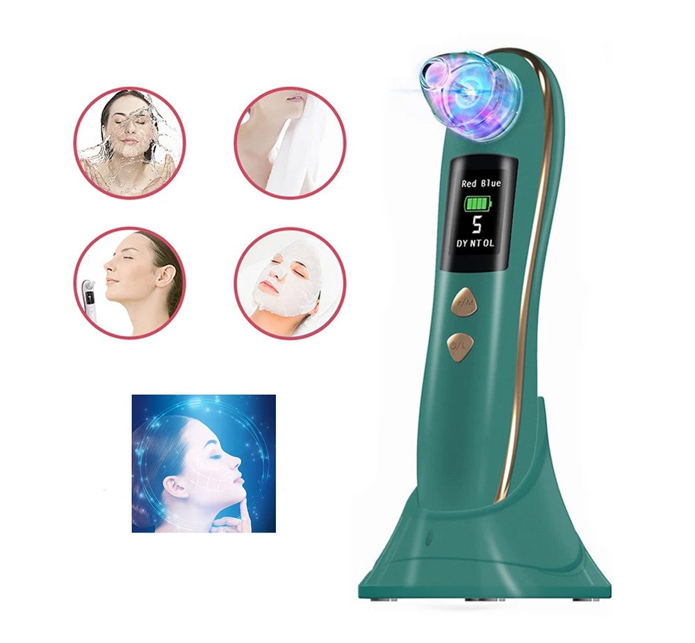Electric Blackhead Remover Face Pore Cleaner with Acne Removal Tool Set - Green