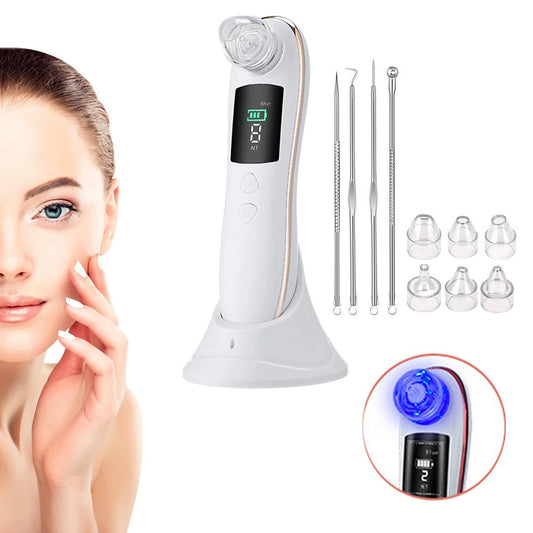 Electric Blackhead Remover Face Pore Cleaner with Acne Removal Tool Set - White