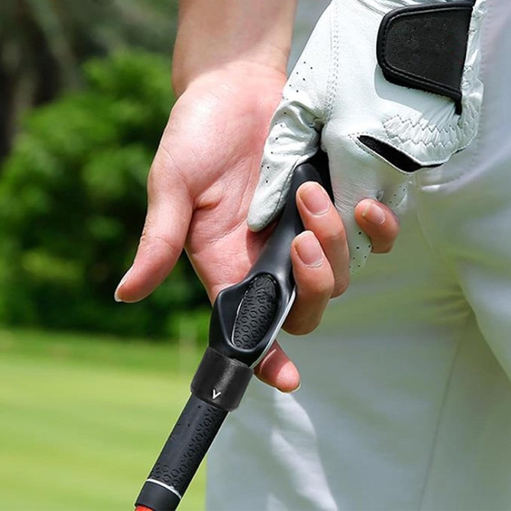 Golf Club Grip Trainer Attachment for Improved Hand Positioning - Black