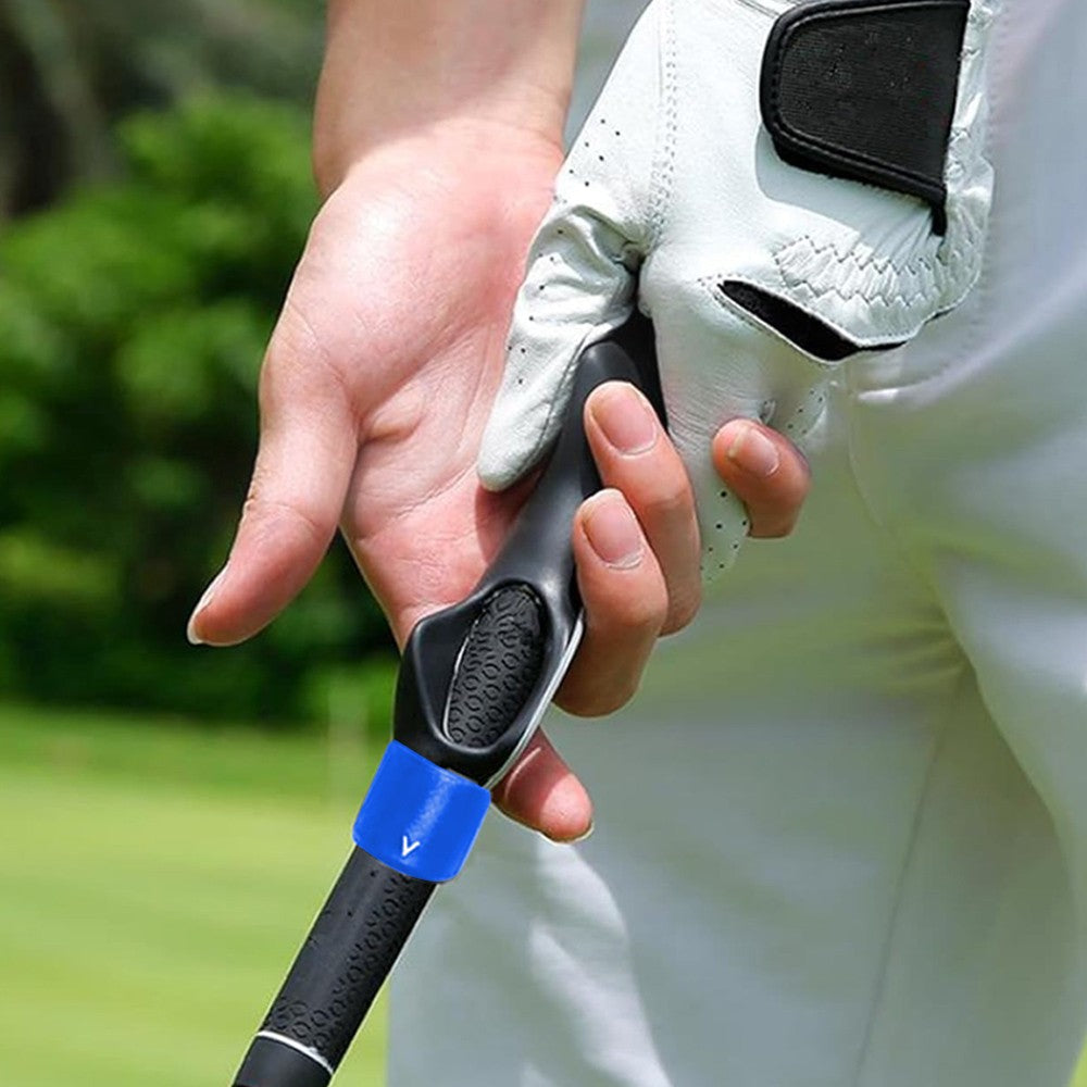 Golf Club Grip Trainer Attachment for Improved Hand Positioning - Blue