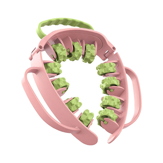 11-Roller Detachable Roller Massager for Neck Shoulder Leg - Pink with Green