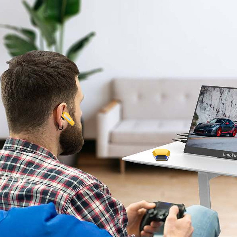 Wireless Bluetooth Gaming Earphones In-Ear Headset with Breathing Light - Yellow