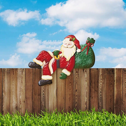Christmas Santa Claus Fence Peeker Decoration Garden Fence Signs Holiday Decor