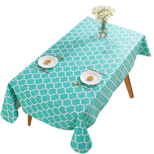 Moroccan Pattern Tablecloth Rectangle Dining Table Cover Christmas Decor - Cyan