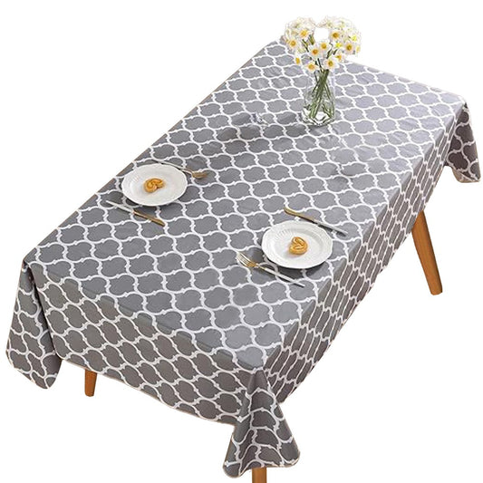 Moroccan Pattern Tablecloth Rectangle Dining Table Cover Christmas Decor - Grey