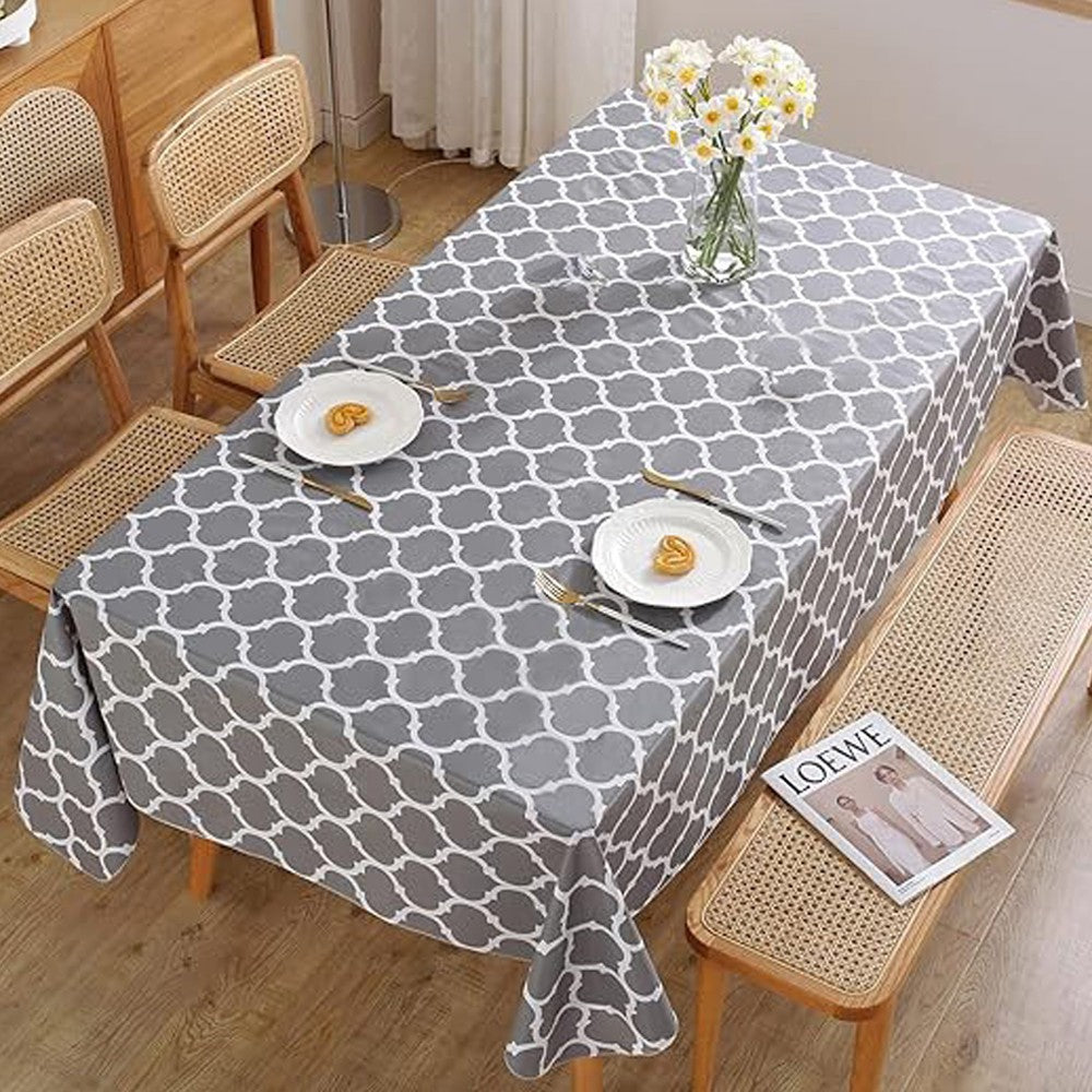 Moroccan Pattern Tablecloth Rectangle Dining Table Cover Christmas Decor - Grey
