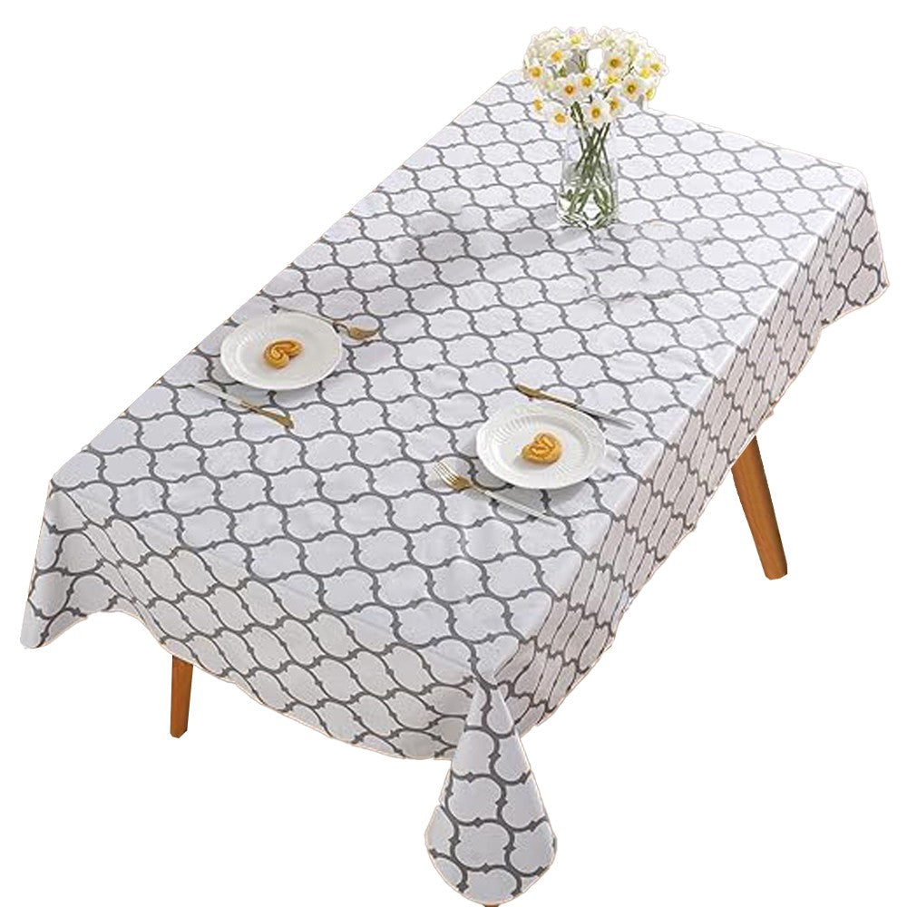 Moroccan Pattern Tablecloth Rectangle Dining Table Cover Christmas Decor - White