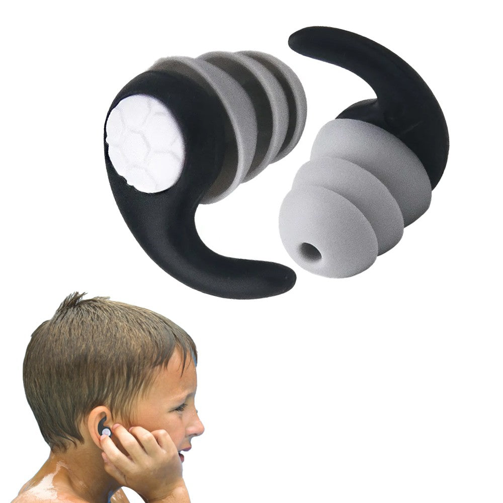 2 Pairs of Silicone Swimming Ear Plugs Sleep Noise Reduction Earplugs - Black