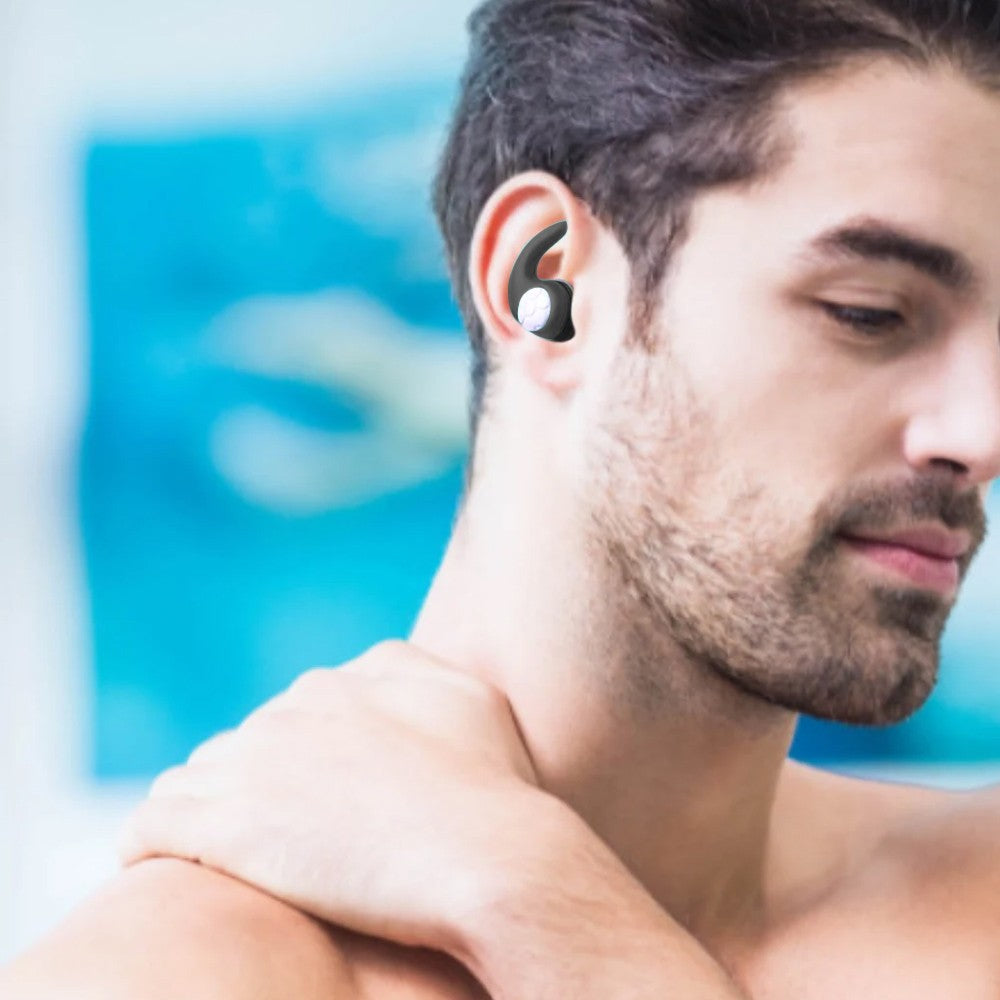 2 Pairs of Silicone Swimming Ear Plugs Sleep Noise Reduction Earplugs - Black