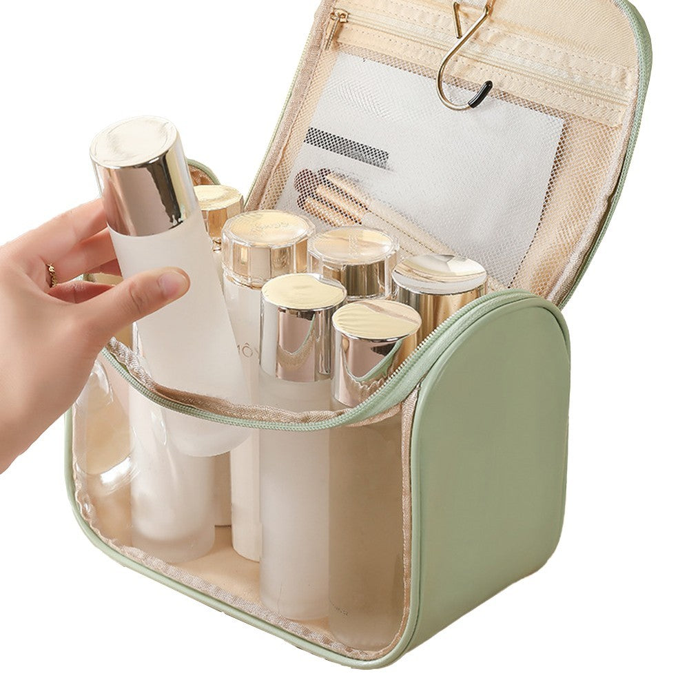 2Pcs Clear Makeup Bag Travel Toiletry Bag Cosmetic Bag with Hook - Green+Yellow