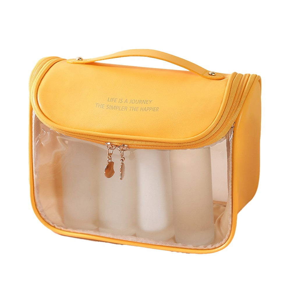 1Pc Clear Makeup Bag Travel Toiletry Bag Cosmetic Bag with Hook - Yellow