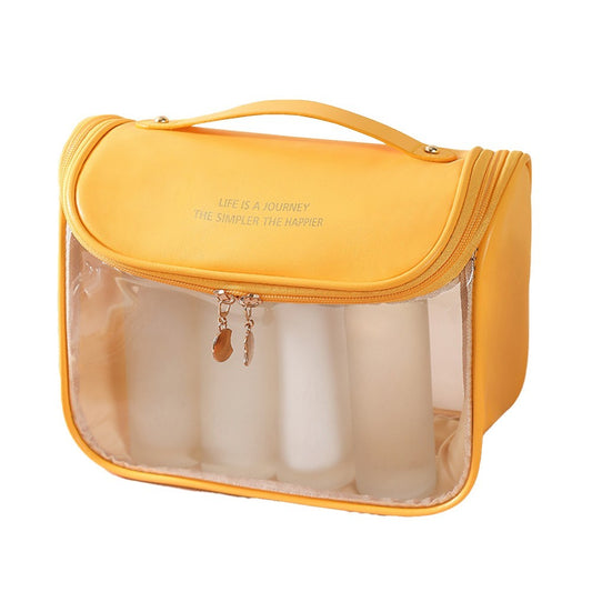 1Pc Clear Makeup Bag Travel Toiletry Bag Cosmetic Bag with Hook - Yellow