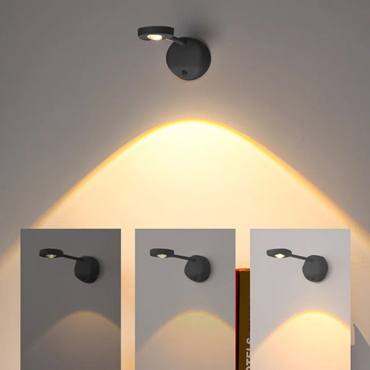 3Pcs Cordless LED Sensor Wall Light USB Rechargeable Night Light - Black