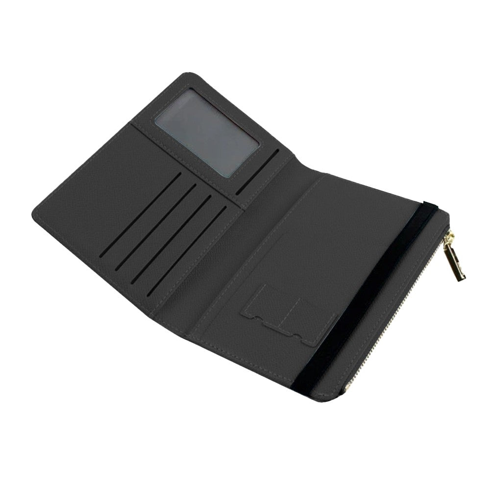1Pc RFID Blocking Passport Holder Card Holder Wallet with Zipper - Black