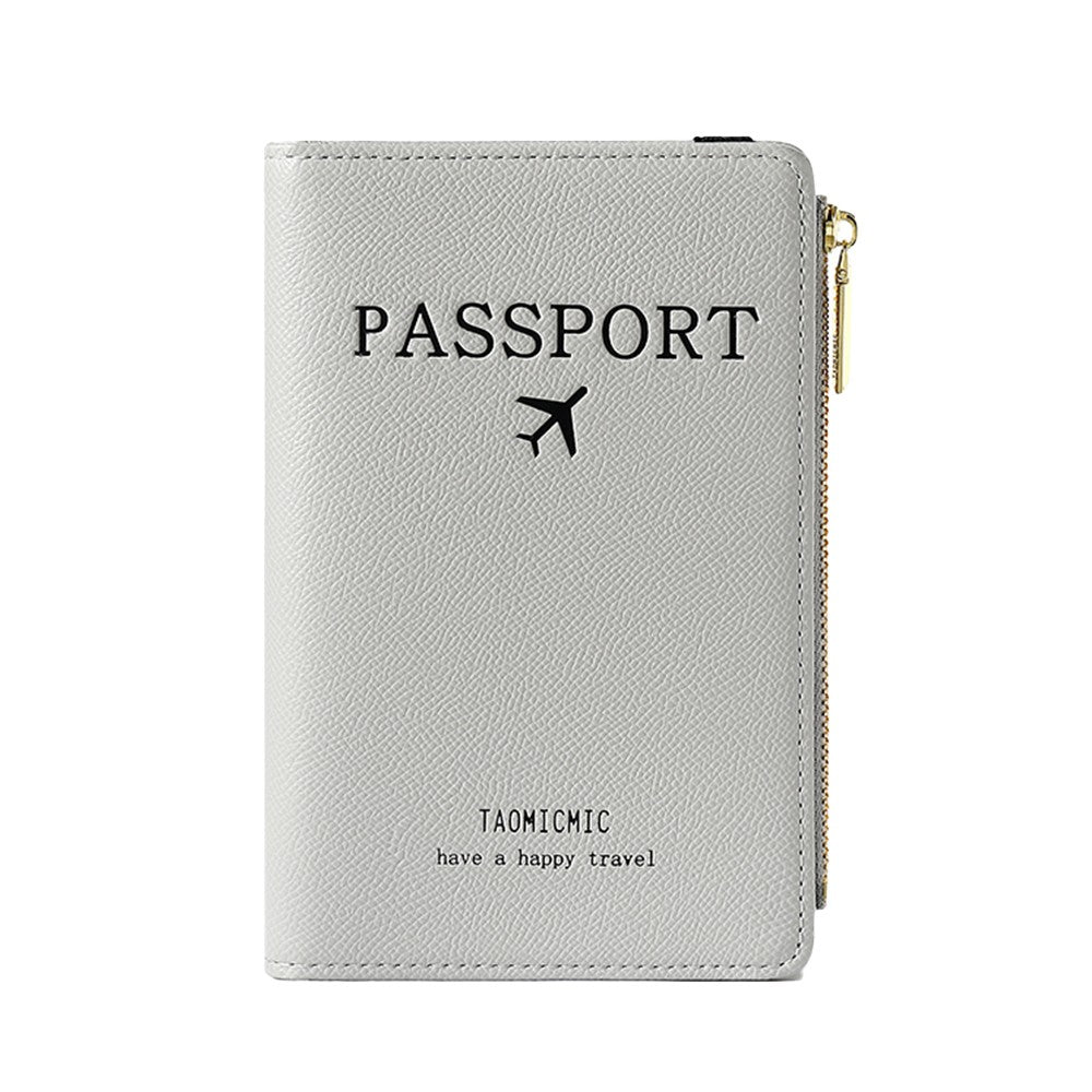 2Pcs RFID Blocking Passport Holder Card Holder Wallet with Zipper - Blue+Grey