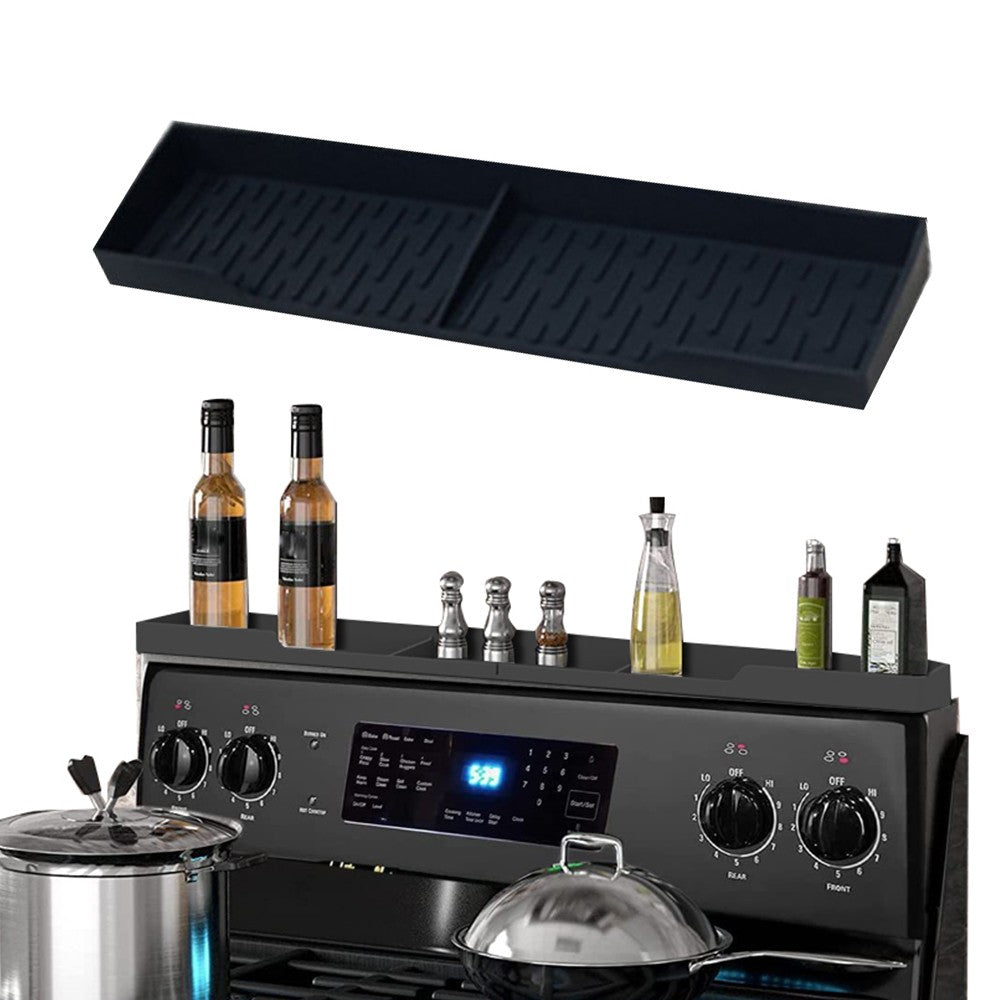 2Pcs Silicone Stove Oven Top Shelf Kitchen Magnetic Oven Top Spice Rack - Black