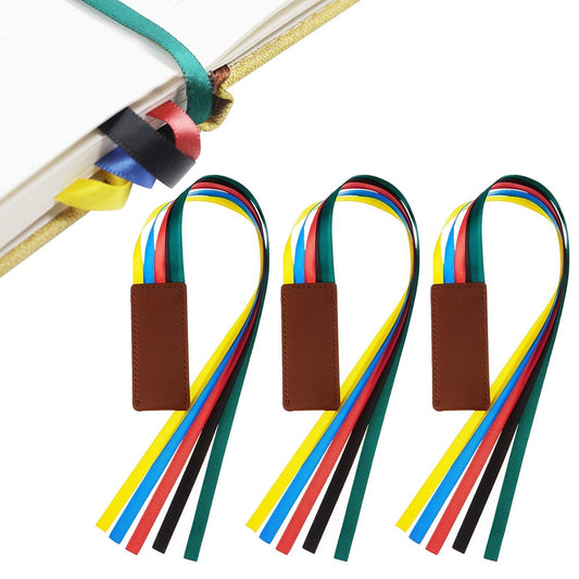 3Pcs PU Leather Colorful Ribbon Bookmark Ribbon Markers