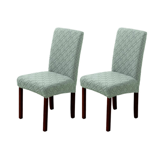 2Pcs Jacquard Dining Chair Cover Stretch Chair Protector Cover - Green