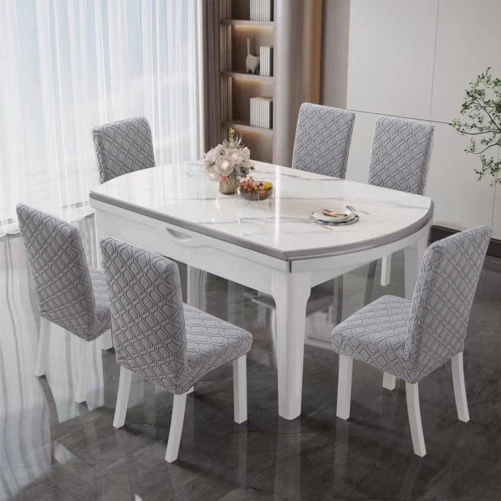 2Pcs Jacquard Dining Chair Cover Stretch Chair Protector Cover - Grey