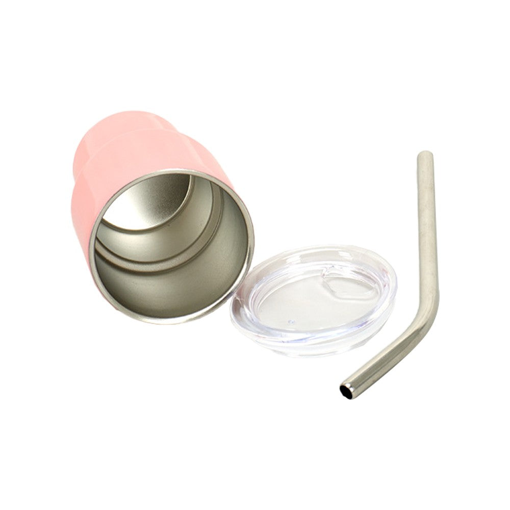 3Pcs 2oz Mini Stainless Steel Tumbler Cup with Straw and Lid for Party - Green+Purple+Pink