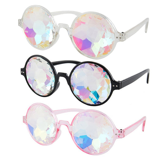 3 Pairs of Kaleidoscope Rave Glasses Prism Refraction Festivals Rainbow Sunglass