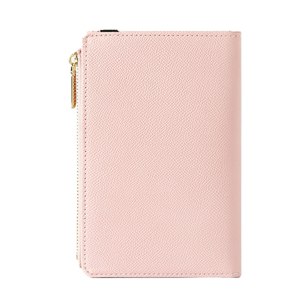 2Pcs RFID Blocking Passport Holder Card Holder Wallet with Zipper - Black+Pink