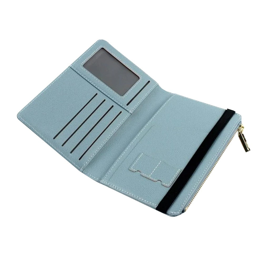 2Pcs RFID Blocking Passport Holder Card Holder Wallet with Zipper - Blue+Grey