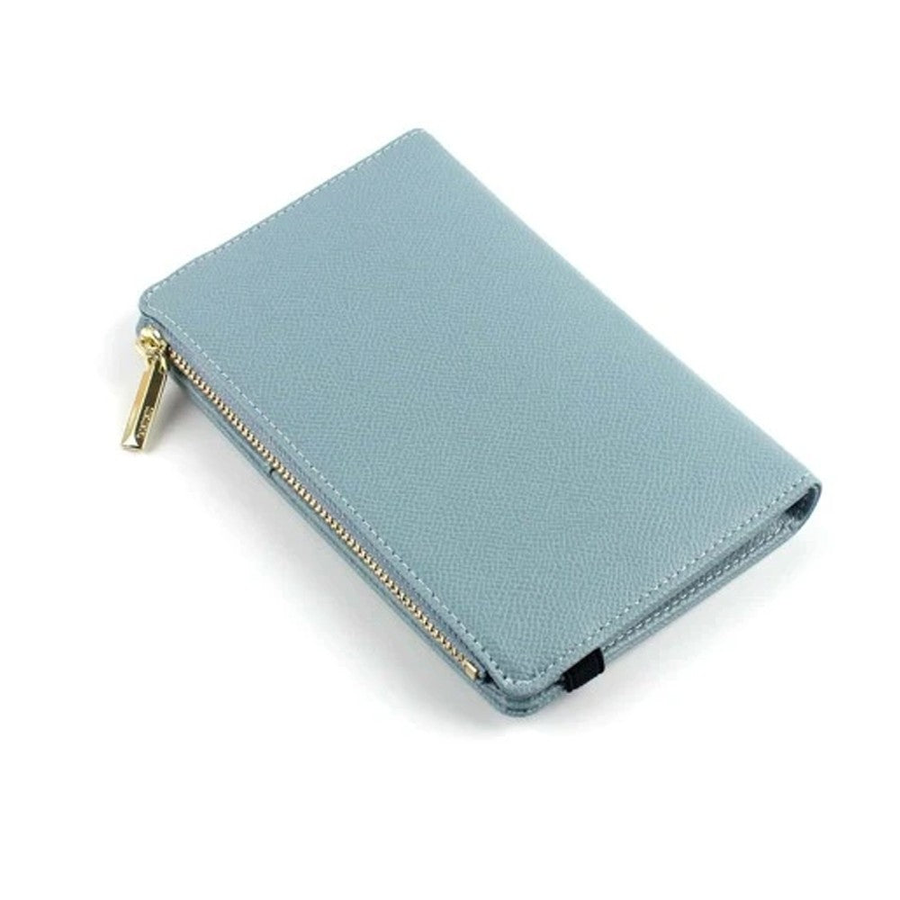 2Pcs RFID Blocking Passport Holder Card Holder Wallet with Zipper - Blue+Grey