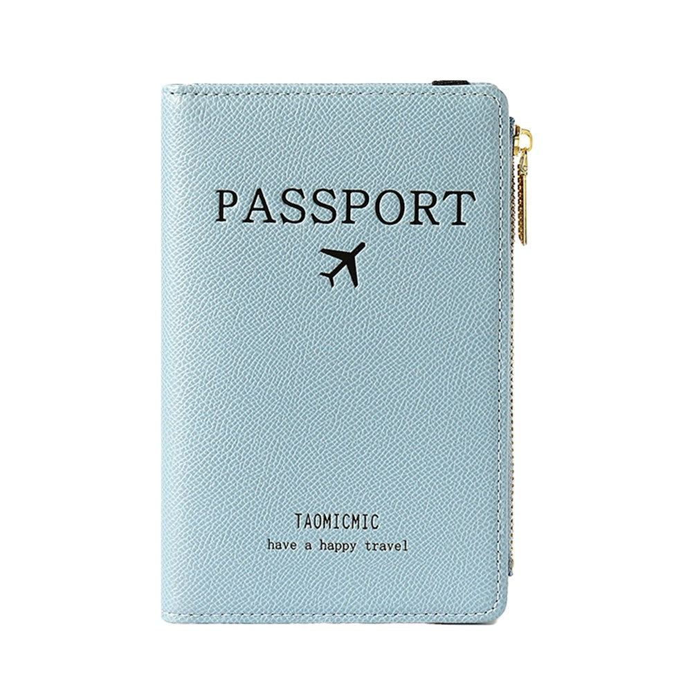 2Pcs RFID Blocking Passport Holder Card Holder Wallet with Zipper - Blue+Grey