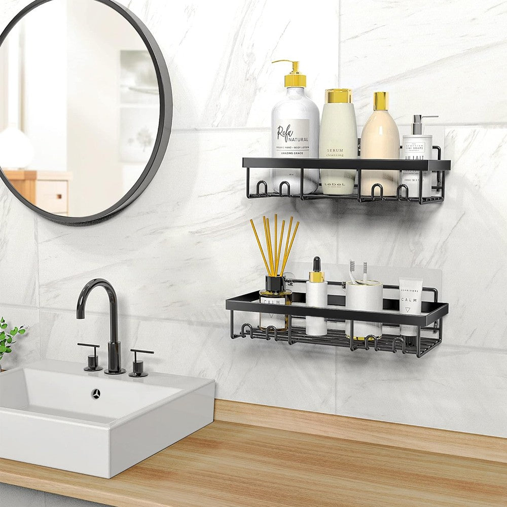 2-Piece Bathroom Shower Organizer Rack Storage Shelf Basket - Style A
