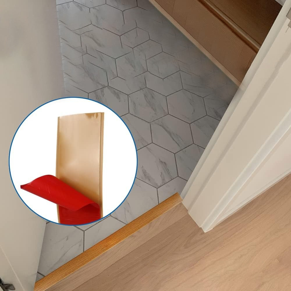 1Pc 1M Self Adhesive Wood Grain Floor Transition Strip Divider Strip - Brown