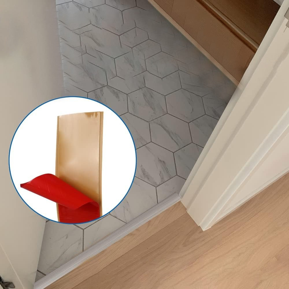 1Pc 1M Self Adhesive Wood Grain Floor Transition Strip Divider Strip - Grey