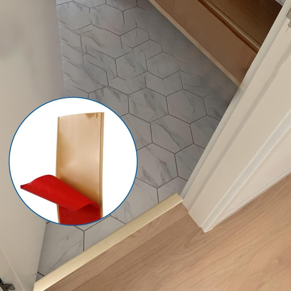 1Pc 1M Self Adhesive Wood Grain Floor Transition Strip Divider Strip - Yellow