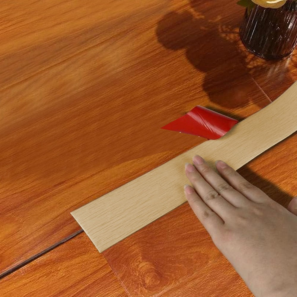 1Pc 1M Self Adhesive Wood Grain Floor Transition Strip Divider Strip - Yellow