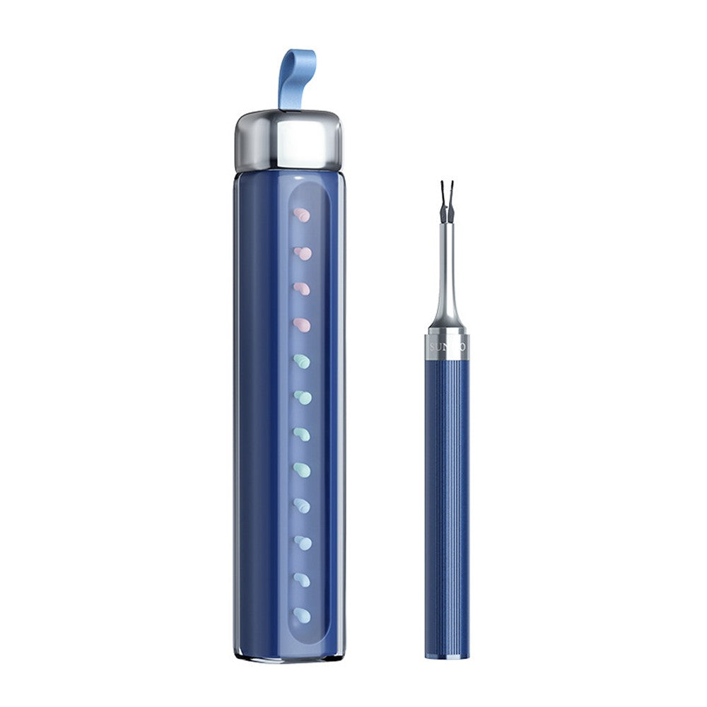2-in-1 Visual Ear Wax Removal Tool Otoscope with Ear Scoops and Tweezer - Blue