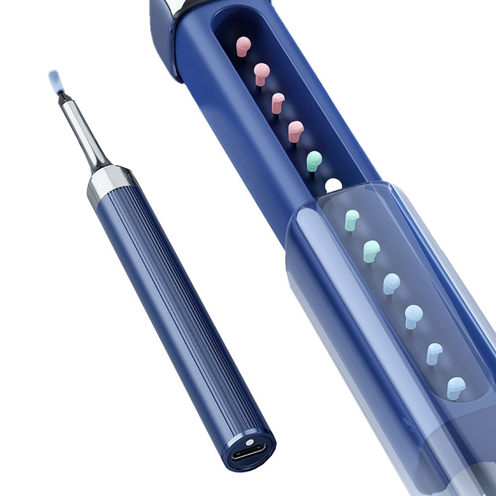 2-in-1 Visual Ear Wax Removal Tool Otoscope with Ear Scoops and Tweezer - Blue