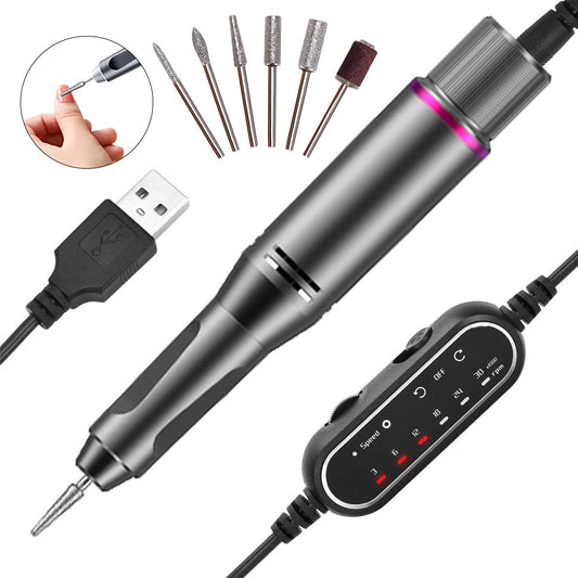 Electric Nail Drill Machine Kit Nail File Nail Trimmer Manicure Tool - Grey