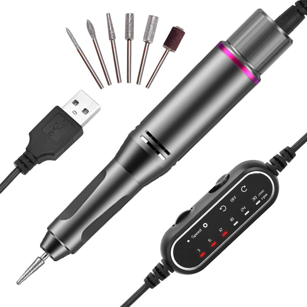Electric Nail Drill Machine Kit Nail File Nail Trimmer Manicure Tool - Grey