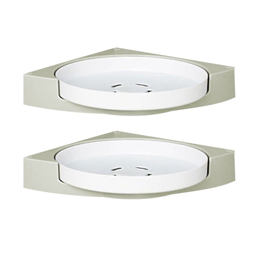 2Pcs Bathroom Corner Storage Shelf Shower Caddy Lazy Susan Turntable Organizer