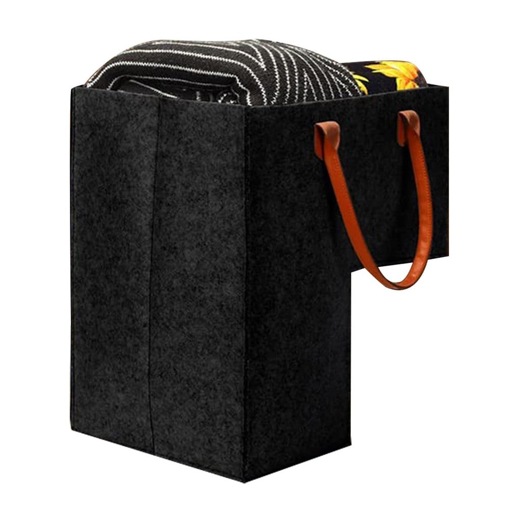 1Pc Stair Basket Foldable Stair Step Storage Bag Organizer with Handle - Black