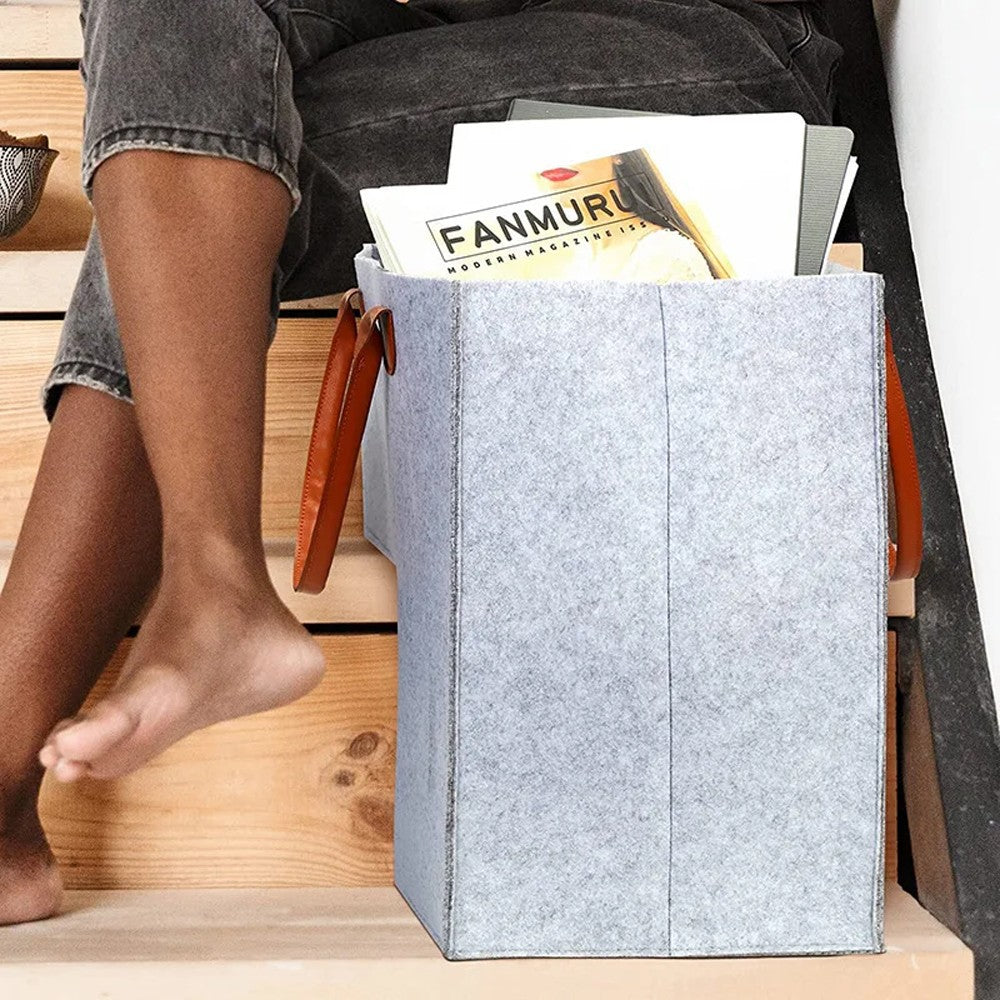 1Pc Stair Basket Foldable Stair Step Storage Bag Organizer with Handle - Grey