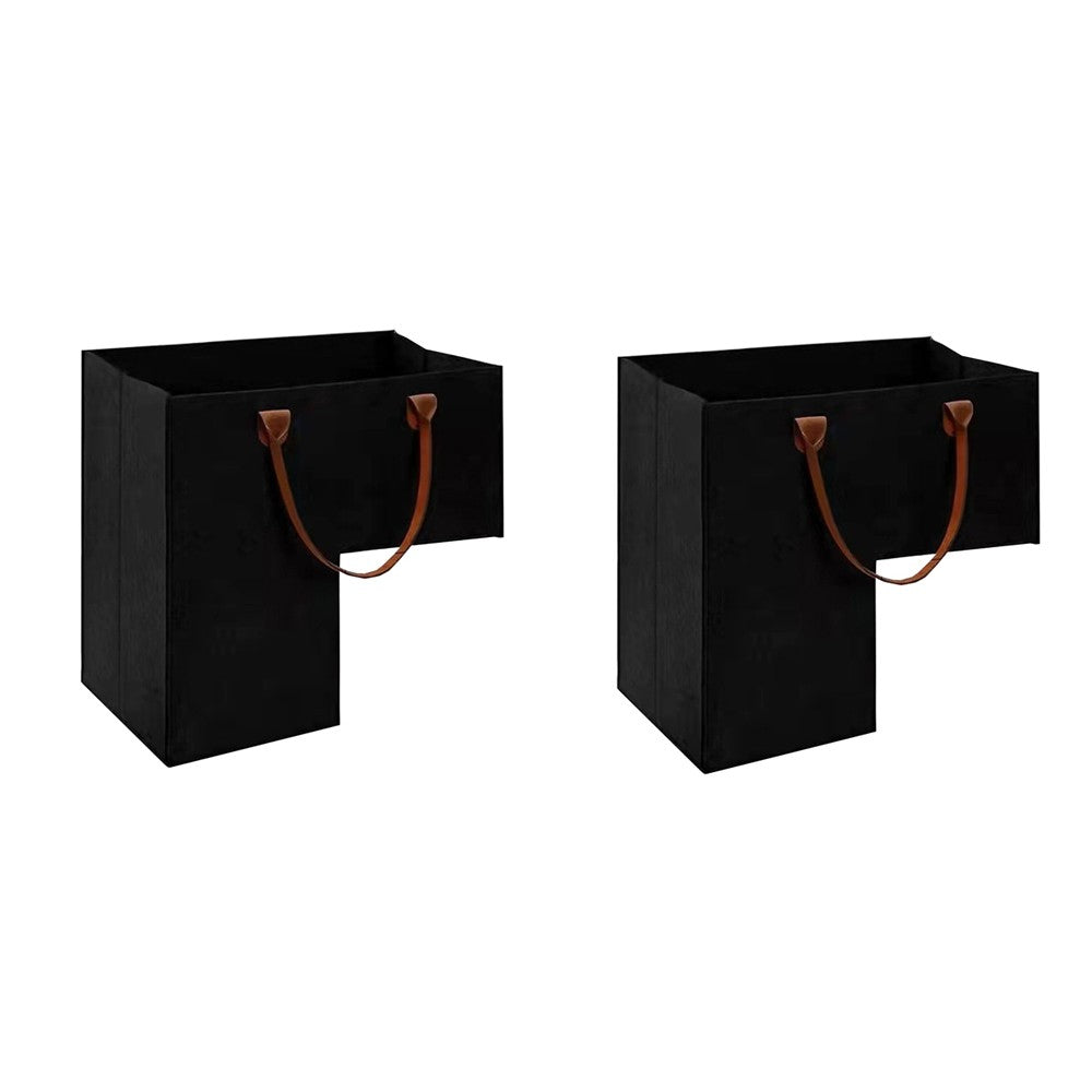 2Pcs Stair Basket Foldable Stair Step Storage Bag Organizer with Handle - Black