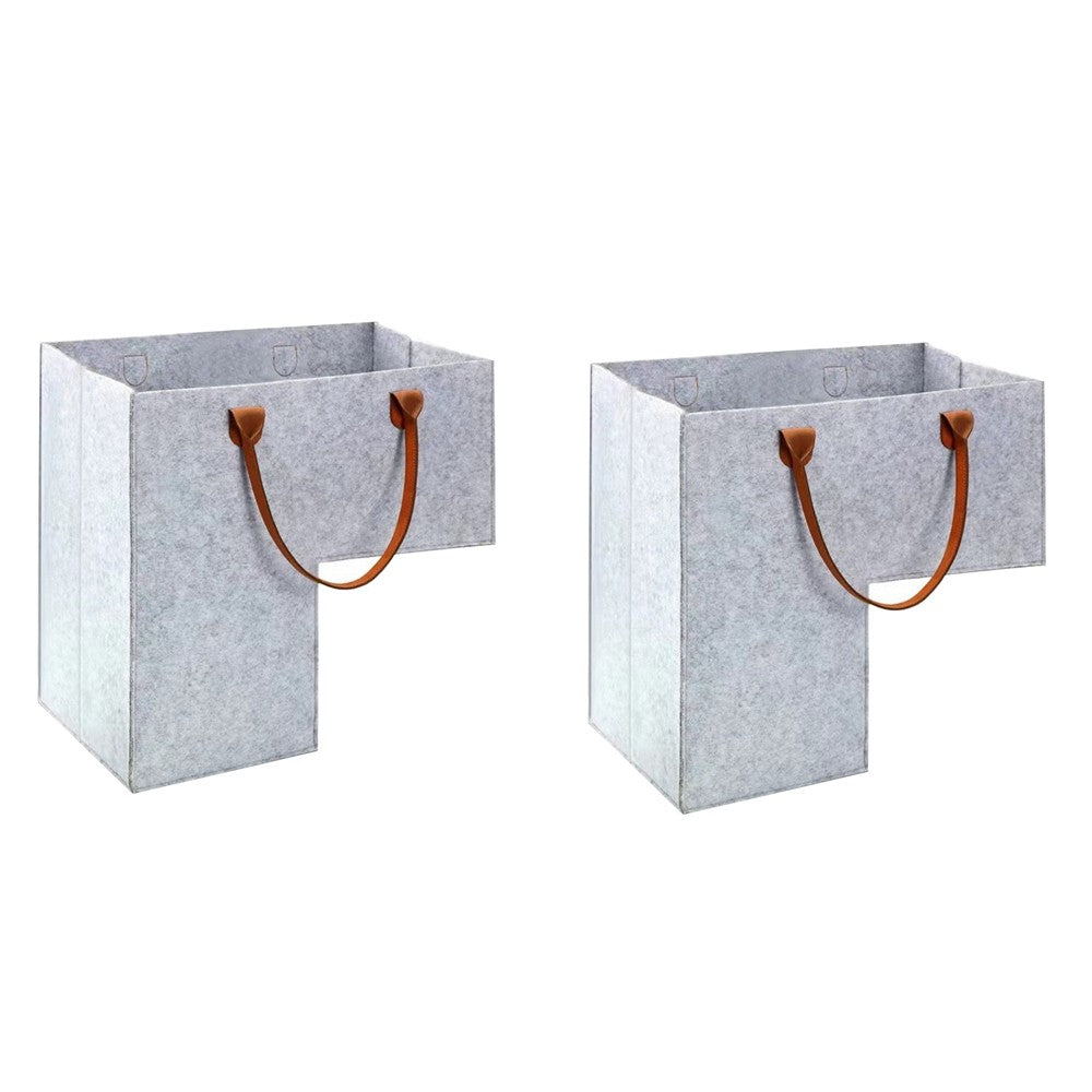 2Pcs Stair Basket Foldable Stair Step Storage Bag Organizer with Handle - Grey